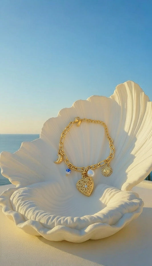 Sun & Moon Charm Armband – Edelstahl ☀️🌙