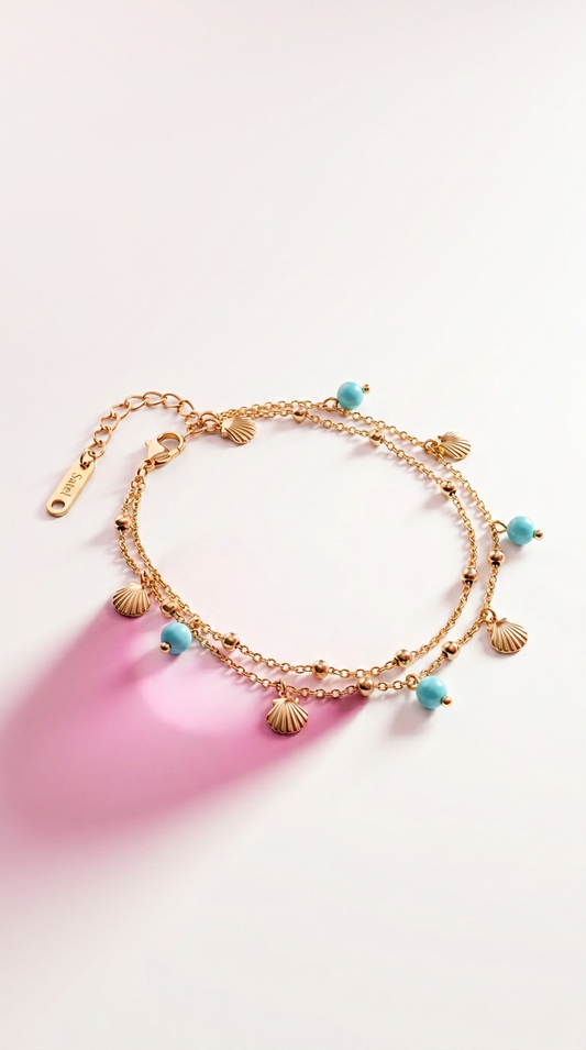 Edelstahl Fußkette „Ocean Glow“ – Beach Vibes pur ✨🌊