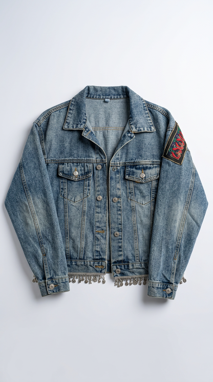 Statement Jeansjacke „Boho Art“ – Einzigartig & handverziert ✨🌺 S-L