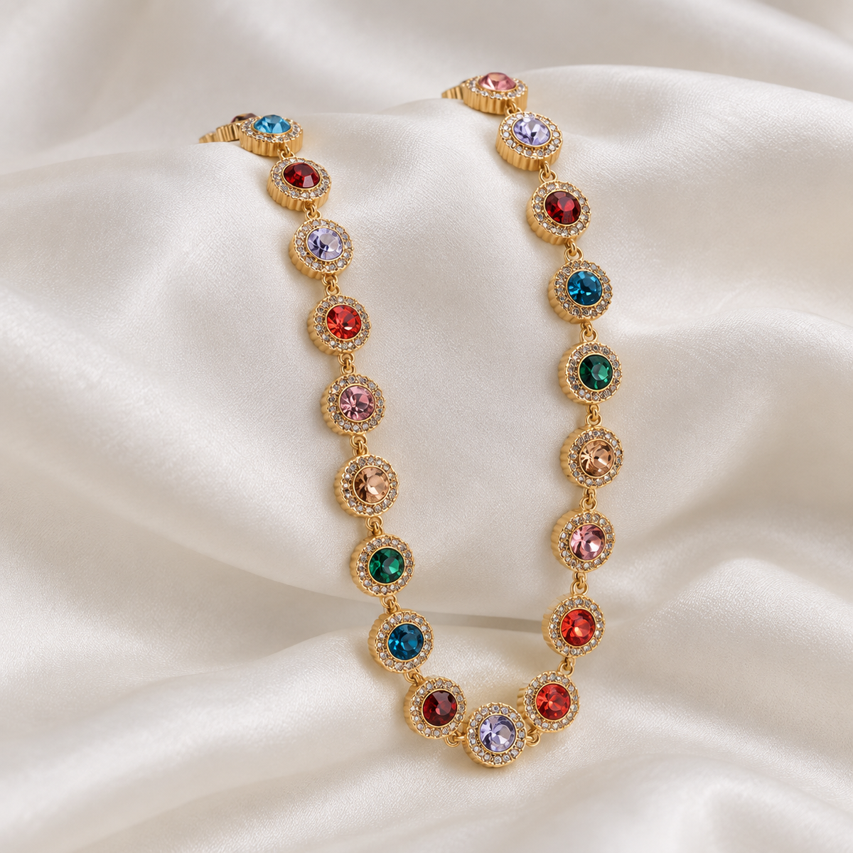 Rainbow Glow Kette und Armband– Goldfarben