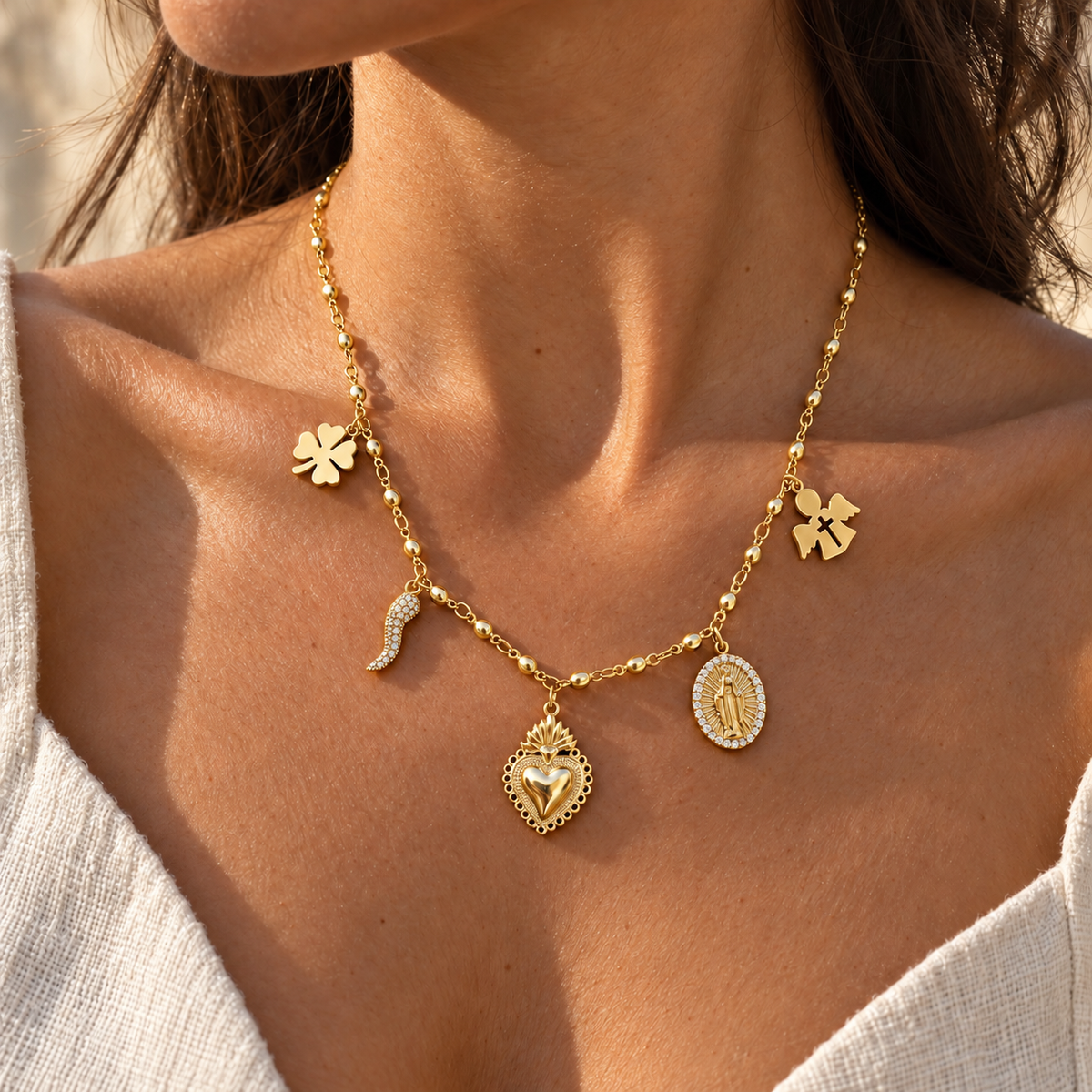 Charm-Kette «Amuleto» – Silberfarben und Gold