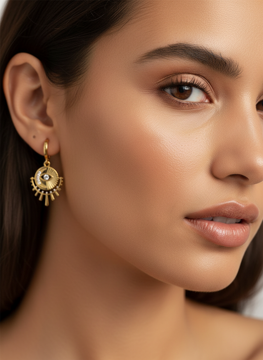 Edelstahl Ohrringe – Golden Eye Protection ✨👁️