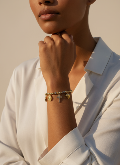 ✨ Zweifarbiges Charm-Armband aus Edelstahl – Schutz & Symbolik in einem Design ✨