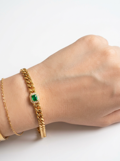 Luxus Edelstahl Armband mit grünem & türkisfarbenem Stein ✨