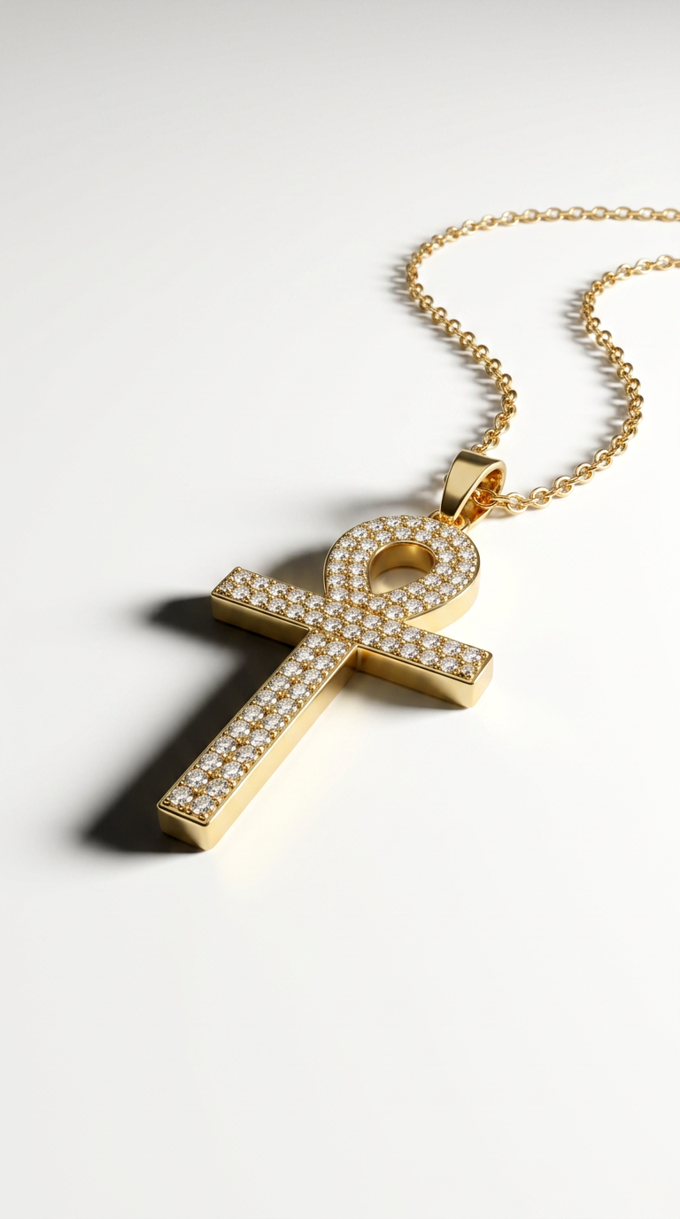 Edelstahl Kette mit Ankh Symbol – Gold ✨