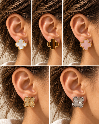 Clove Ohrstecker in Rosa, Weiss, Braun