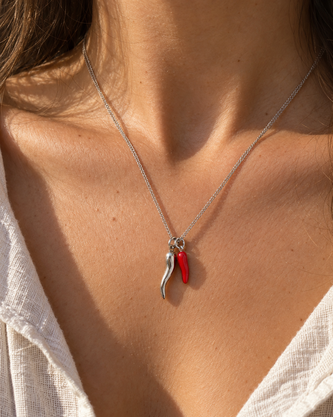 Halskette „Cornicello“ – Silber/Gold