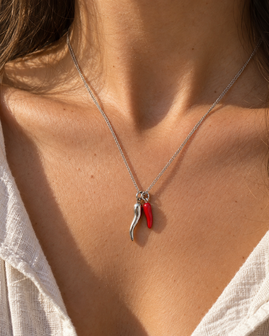 Halskette „Cornicello“ – Silber/Gold