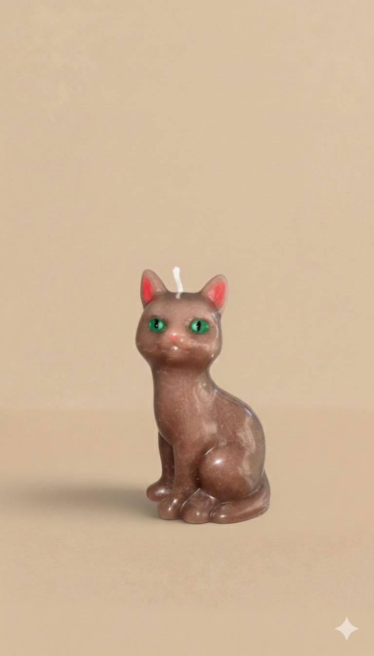 Katzen-Kerze – Handgegossen aus Bienenwachs 🐈