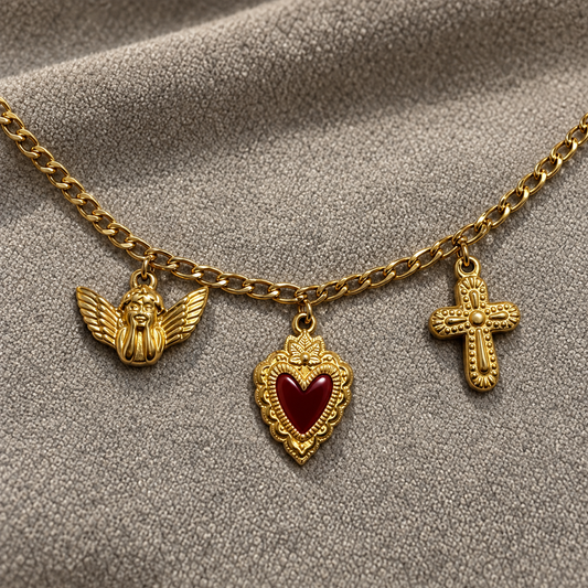 Charm-Armband mit Engel, Herz & Kreuz