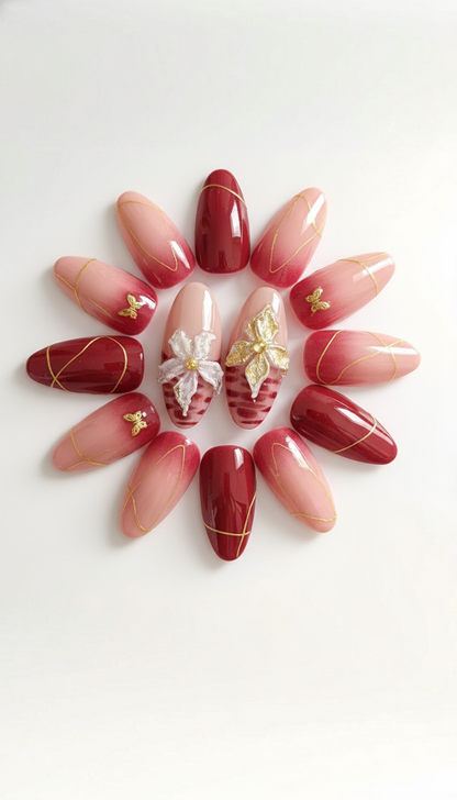 24 Stück Press-On Nails – Red Edition 🌸💅