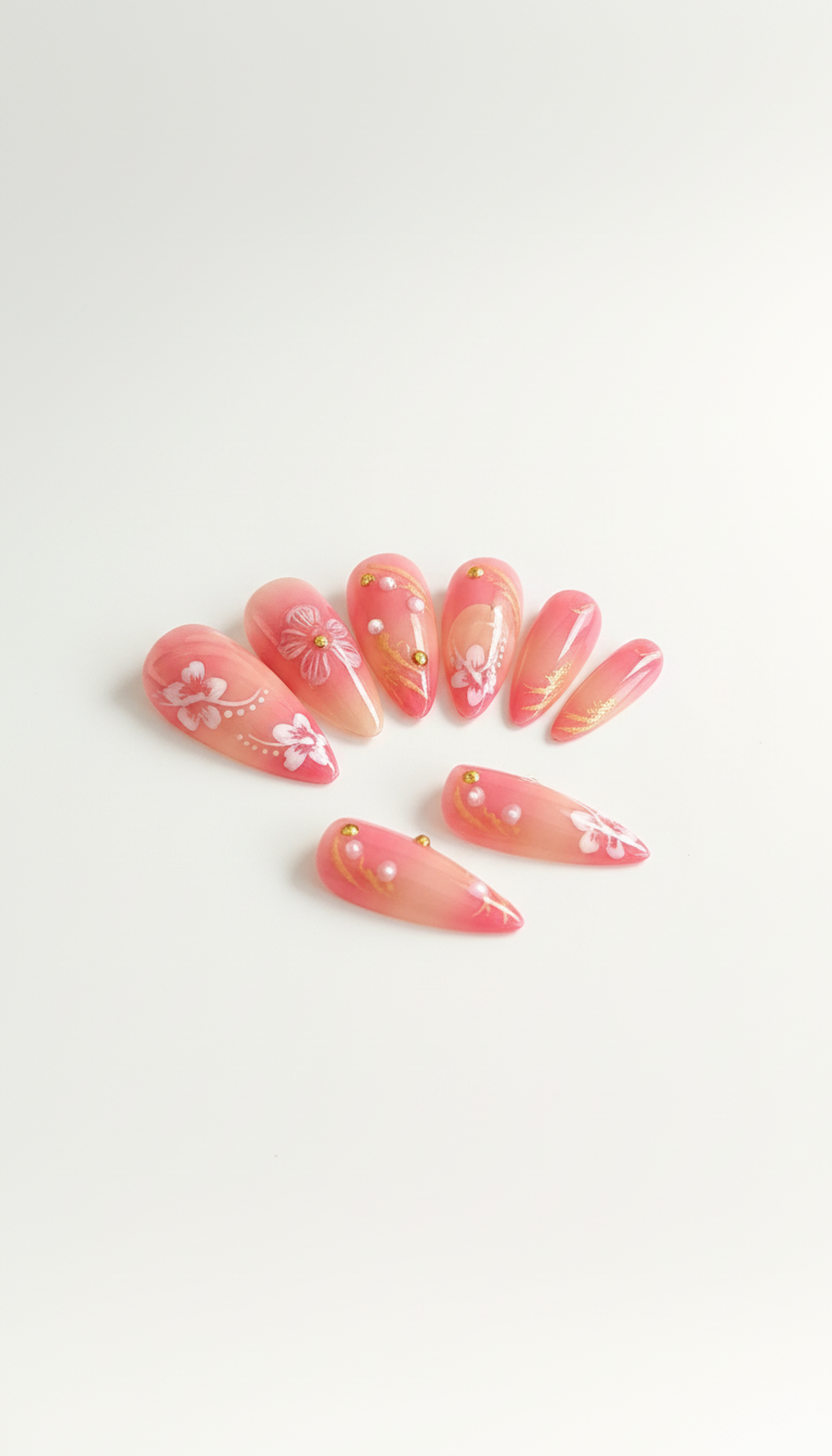 24 Stück Press-On Nails – 🌸💅