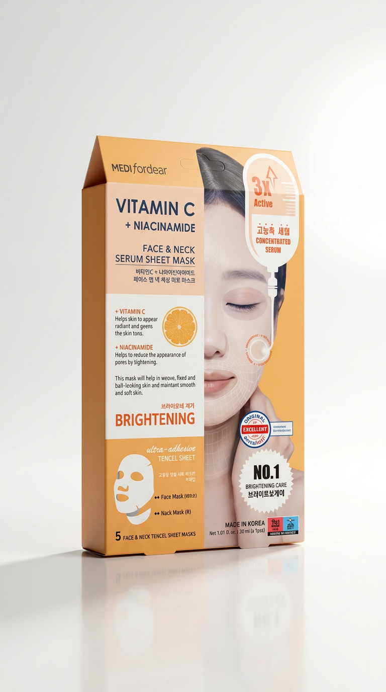 Vitamin C + Niacinamide Face & Neck Sheet Mask ✨🍊 (5stk)