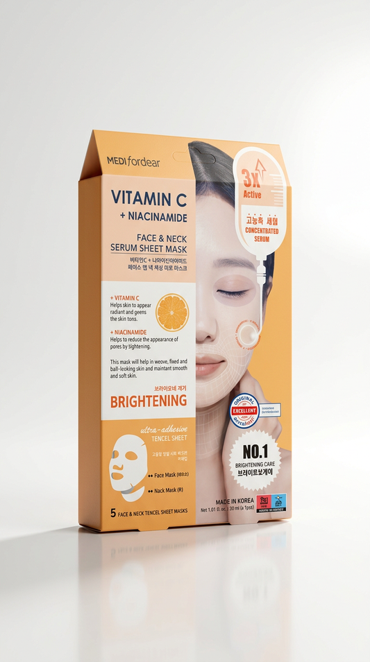 Vitamin C + Niacinamide Face & Neck Sheet Mask ✨🍊 (5stk)