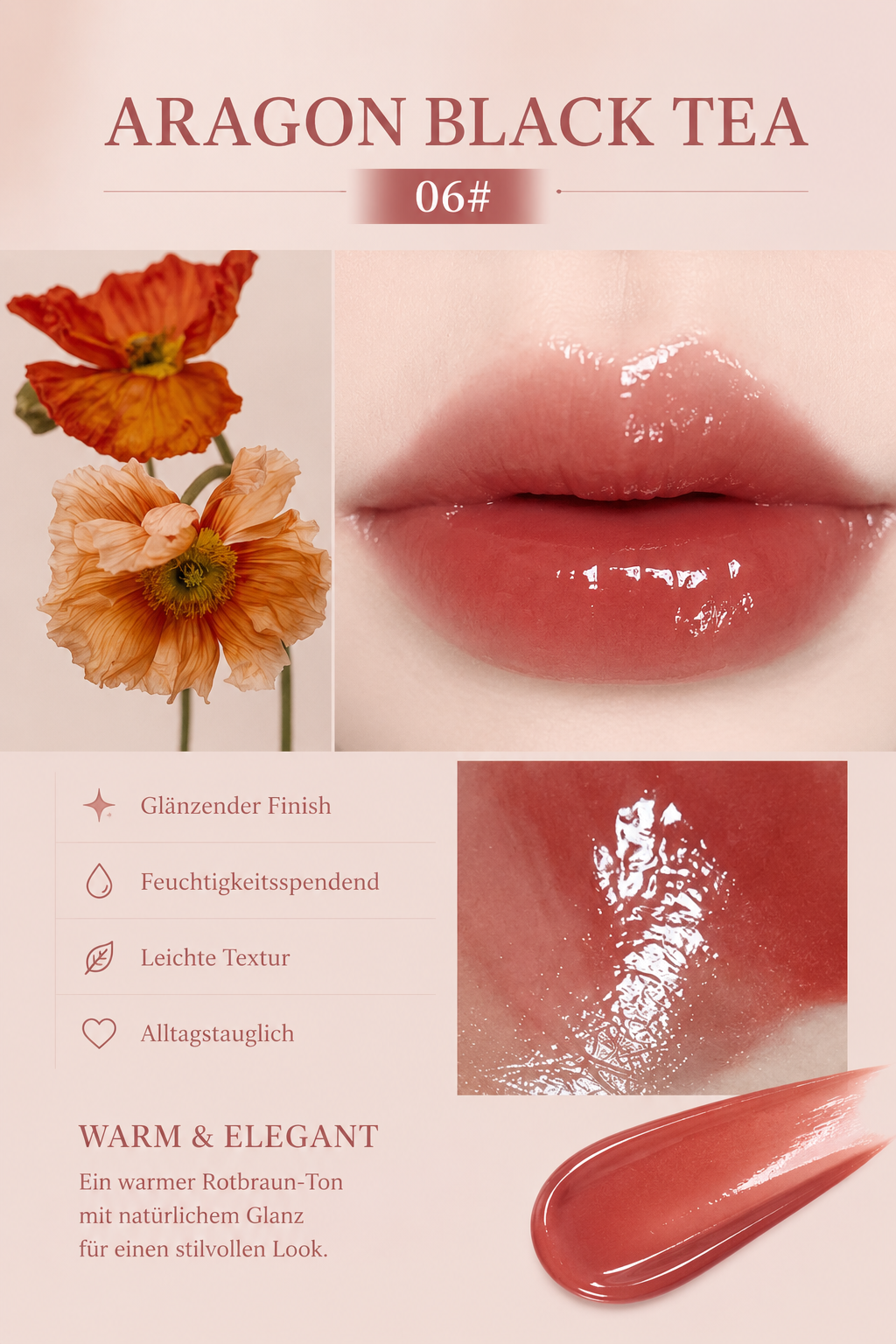 Lip Gloss Tint – Farbton 06 „Aragon Black Tea“ ✨🤎 (Bald Verfügbar)
