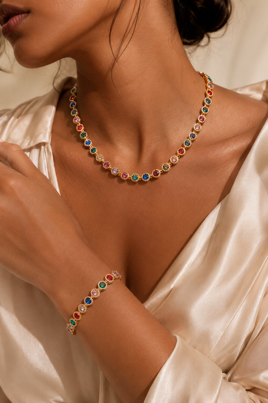 ✨ Rainbow Crystal Schmuckset – Edelstahl vergoldet ✨ (in 2 Wochen lieferbar)