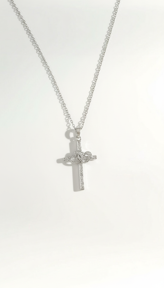 Edelstahl Halskette mit Kreuz & Herzsymbol ✨ Gold & Silber