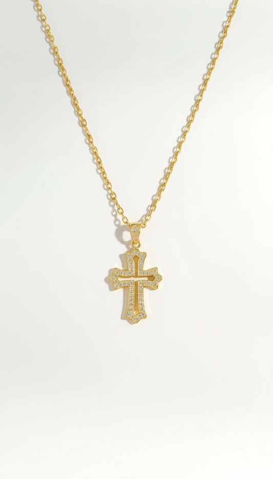 Edelstahl Halskette mit goldenem Kreuz ✨ Gold & Silber🤍