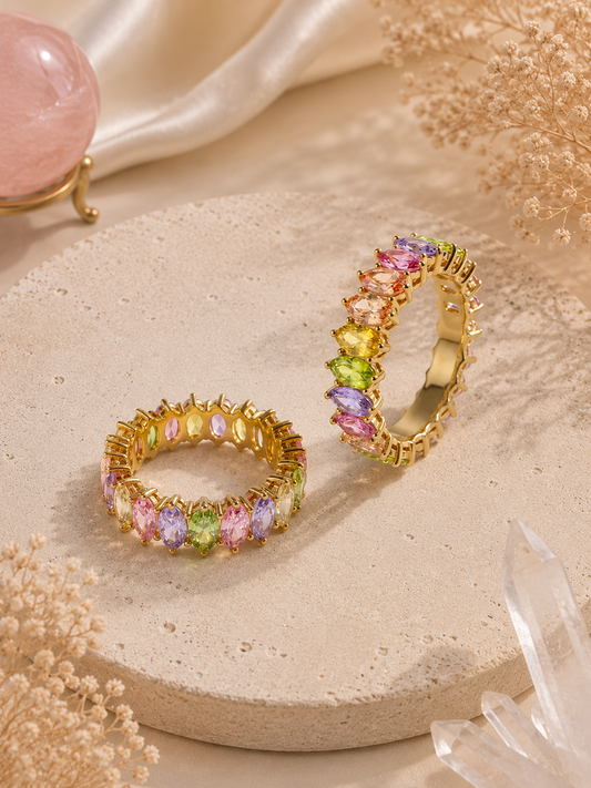 ✨ Rainbow Crystal Ring – Gold Edition Gr. 7 ✨