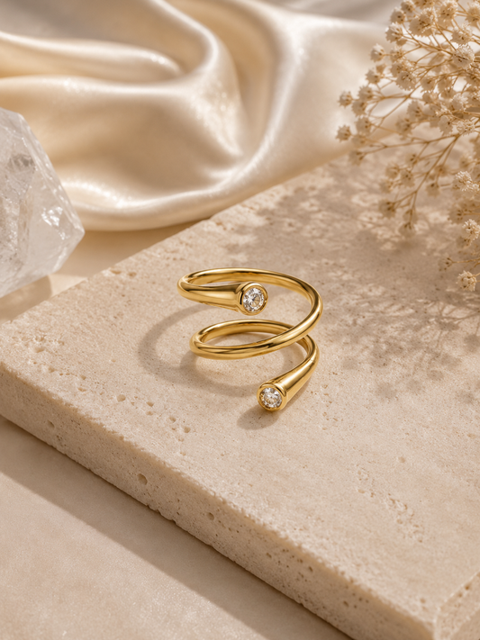 ✨ Spiral Crystal Ring – Gold Edition Gr. 8✨