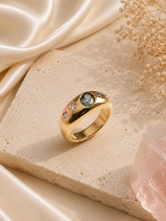 ✨ Eleganter Crystal Dome Ring Gr. 6 ✨
