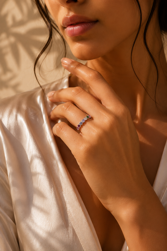 ✨ Rainbow Crystal Ring – Silver Edition ✨