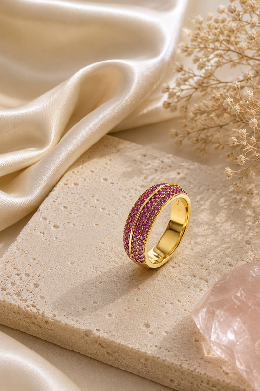 ✨ Pink/Grün Crystal Ring – Luxury Edition Gr. 6✨