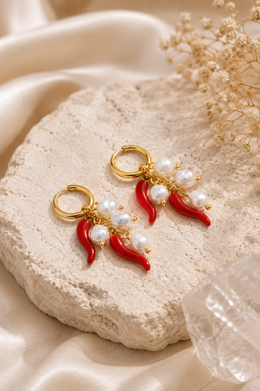 ❤️ Corallo Perla Ohrringe – Edelstahl