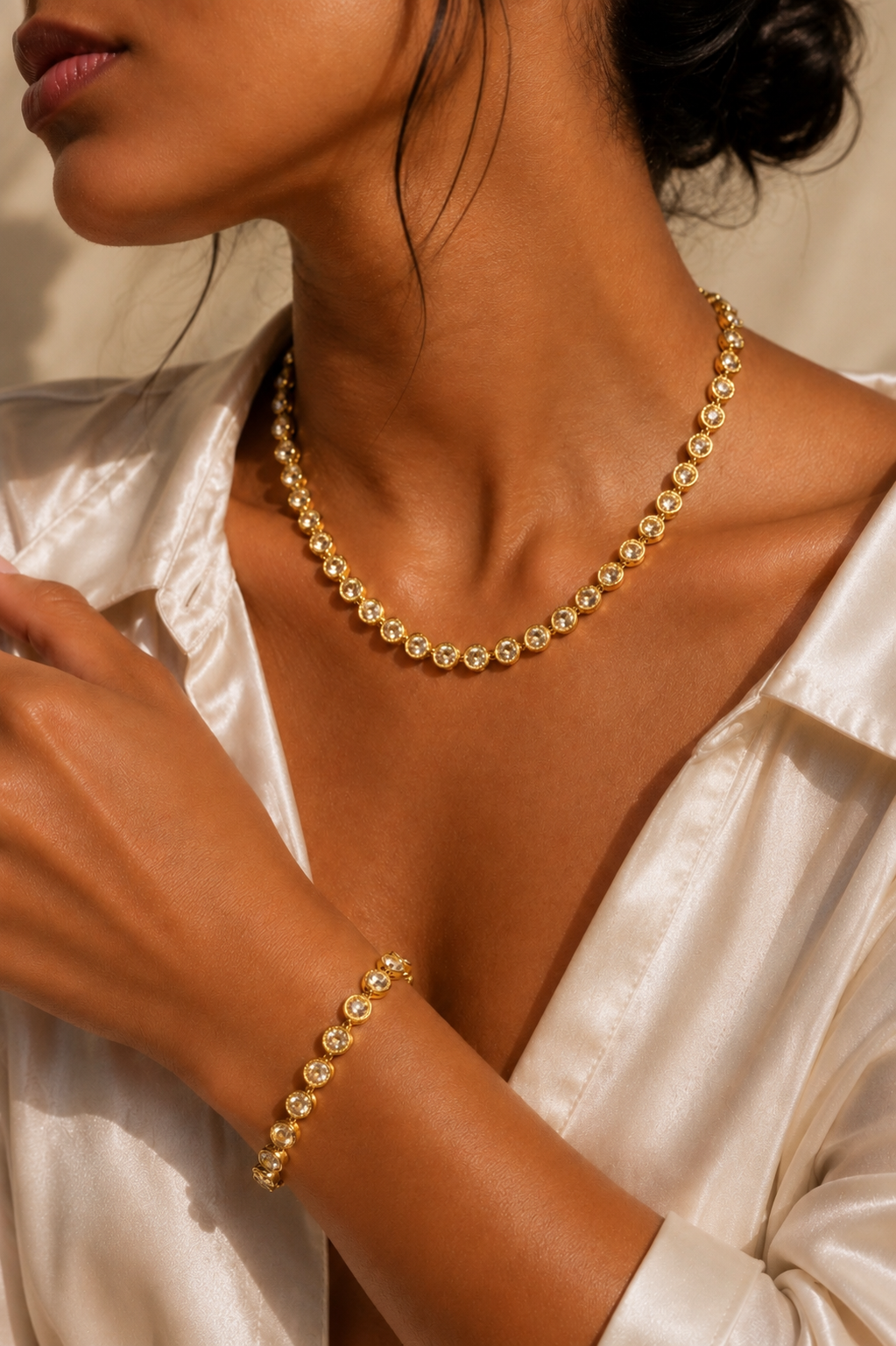 ✨ Crystal Schmuckset – Edelstahl Gold ✨