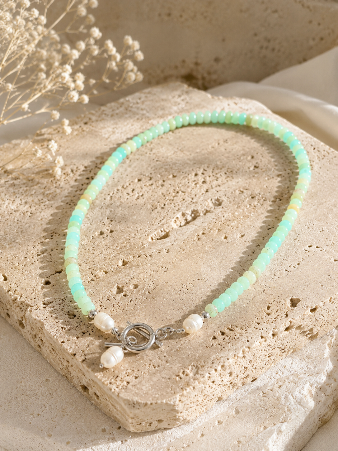 Mint Pearl Necklace – Edelstahl