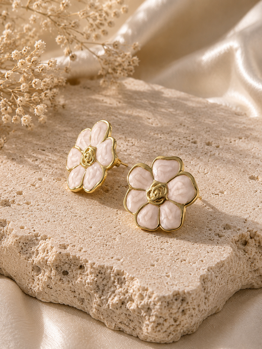 🌺 Blumen-Ohrstecker Gold – Edelstahl