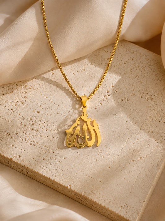 Allah-Kette aus Edelstahl in Gold