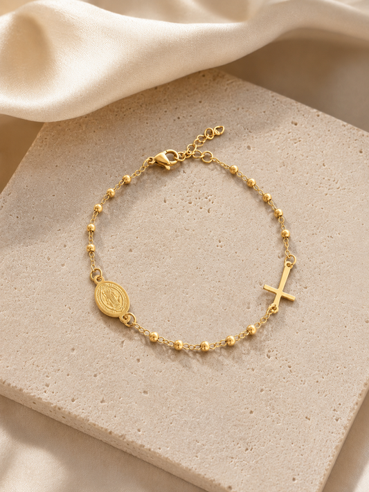Maria Kreuz Armband Gold