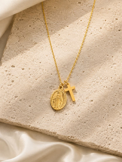 Maria-Kreuz-Halskette Gold