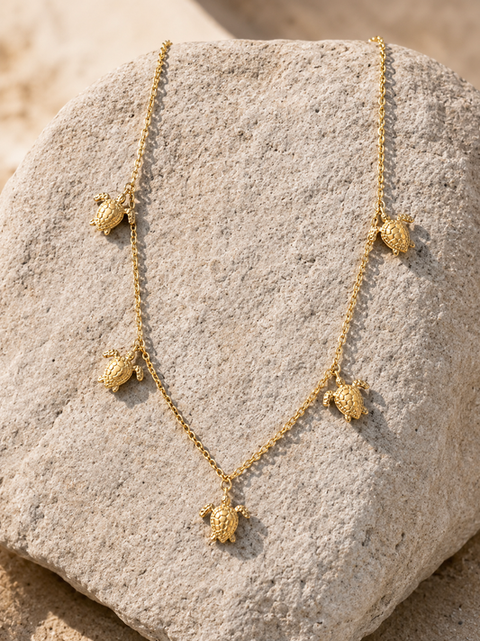 Schildkröten-Kette aus Edelstahl – Gold