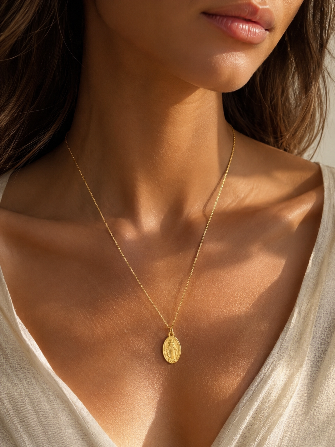 Maria-Medaillen-Kette aus Edelstahl – Gold